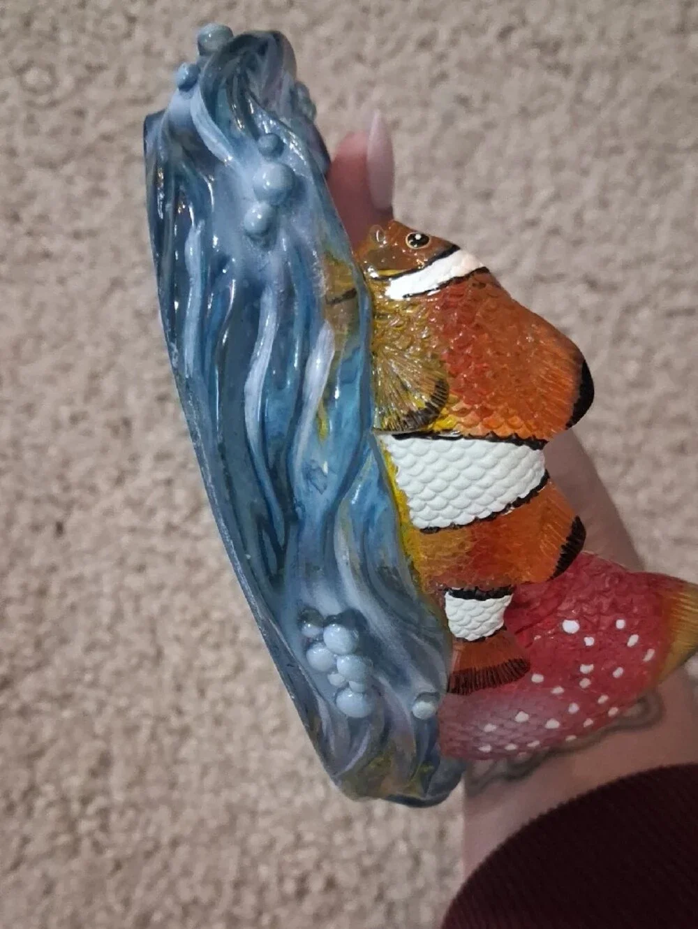 Decorative Fish Water Dish - Blue and Orange Ocean Design Soap Dish Acrylic